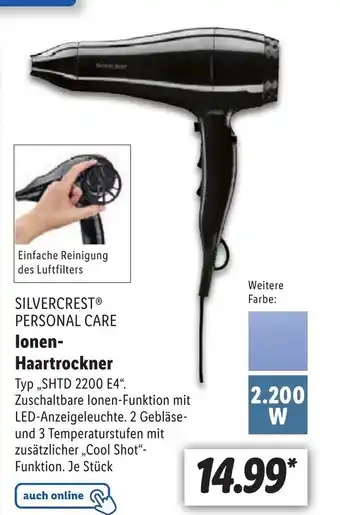 Lidl Ionen- Haartrockner 2.200W Angebot