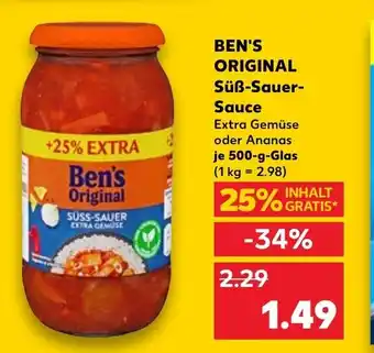 Kaufland BEN'S ORIGINAL Süß-Sauer-Sauce 500g Glass Angebot