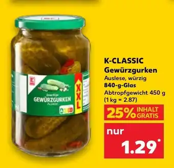 Kaufland K-CLASSIC Gewürzgurken 840g glas Angebot