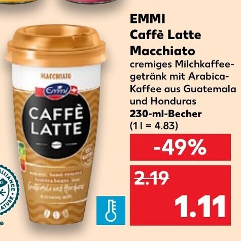 Kaufland EMMI CAFFÈ LATTE Macchiato 230ml Becher Angebot