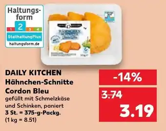 Kaufland DAILY KITCHEN Hähnchen-Schnitte Cordon Bleu 375g packg Angebot