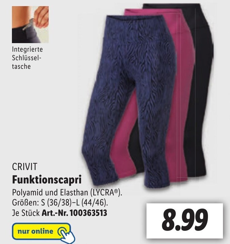 Lidl CRIVIT Funktionscapri Angebot