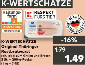 Kaufland K-WERTSCHÄTZE Original Thüringer Rostbratwurst 200g Angebot