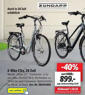 Lidl E-Bike City, 26 Zoll Angebot