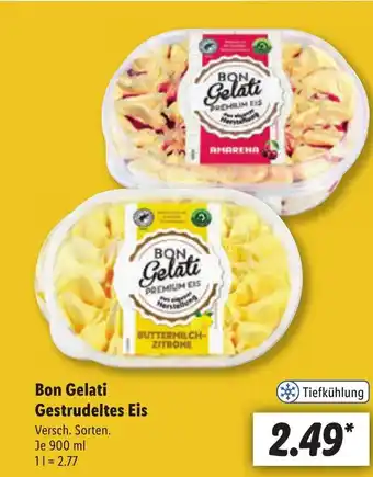 Lidl Bon Gelati Gestrudeltes Eis 900 mL Angebot