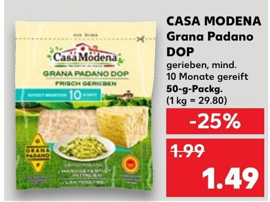 Kaufland Grana Padano Casa Modena DOP 50g Angebot