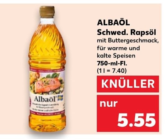 Kaufland Albaöl Schwed. Rapsöl 750ml Angebot