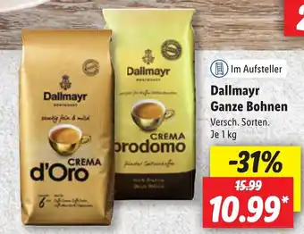 Lidl Dallmayr Ganze Bohnen. Je 1 kg Angebot