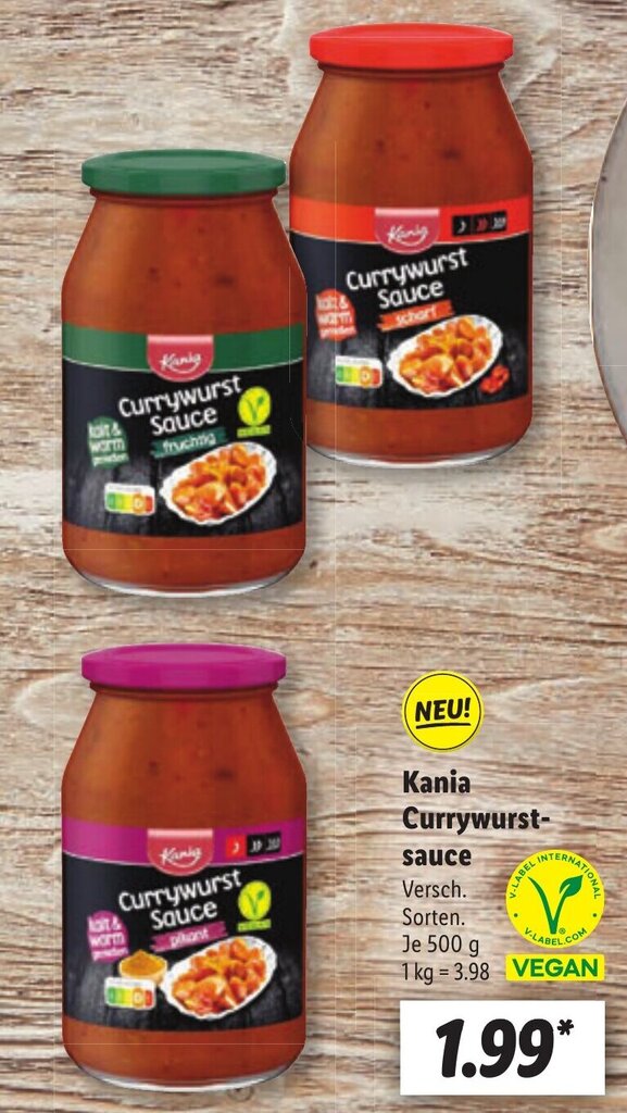 Kania Currywurst sauce 500 g Angebot bei Lidl