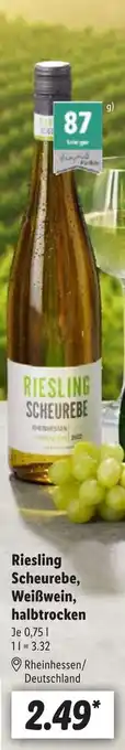 Lidl Riesling Scheurebe, Weißwein, halbtrocken 750 mL Angebot