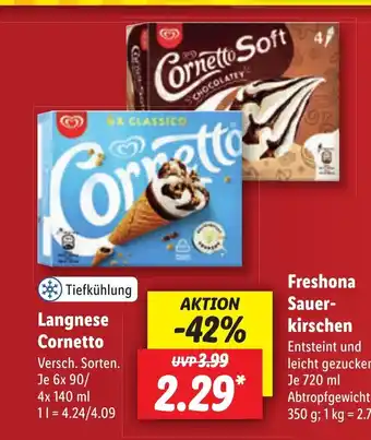 Lidl Langnese Cornetto, 6 x 90 mL Angebot