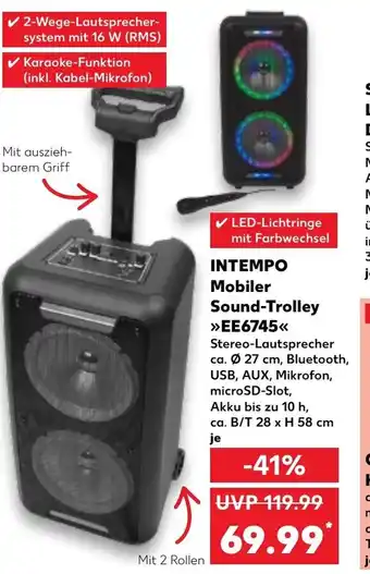 Kaufland INTEMPO Mobiler Sound-Trolley >>EE6745<< 28x58cm Angebot