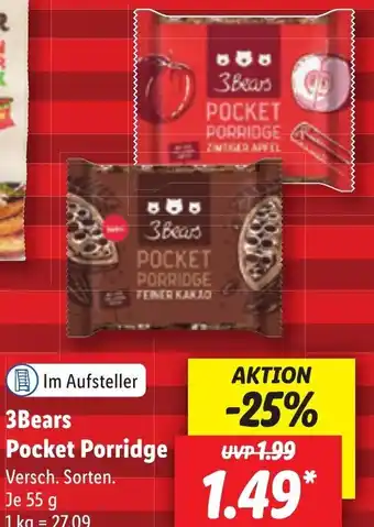 Lidl 3 Bears PORRIDGE 55 g Angebot