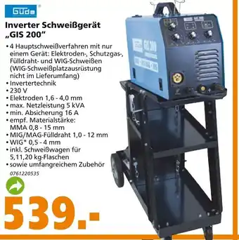 Globus Baumarkt Güde Inverter Schweißgerät GIS 200 Angebot