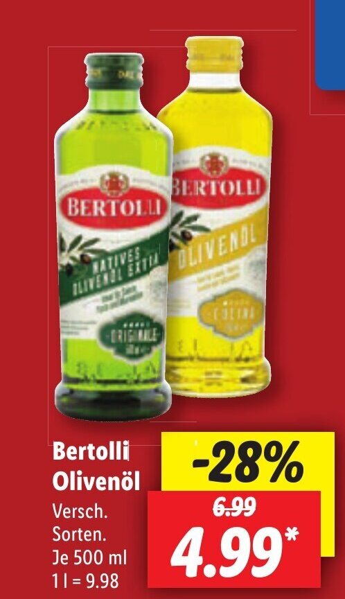 Lidl Bertolli Olivenöl 500 mL Angebot