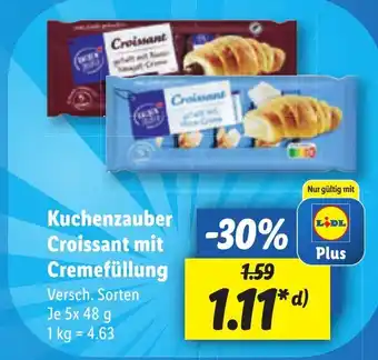 Lidl Kuchenzauber Croissant mit Cremefüllung 5 x 48 g Angebot