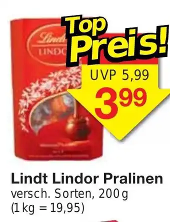 Jawoll Lindt Lindor Pralinen 200g Angebot