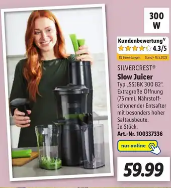 Lidl Slow Juicer Typ SSJBK 300 B2". Angebot