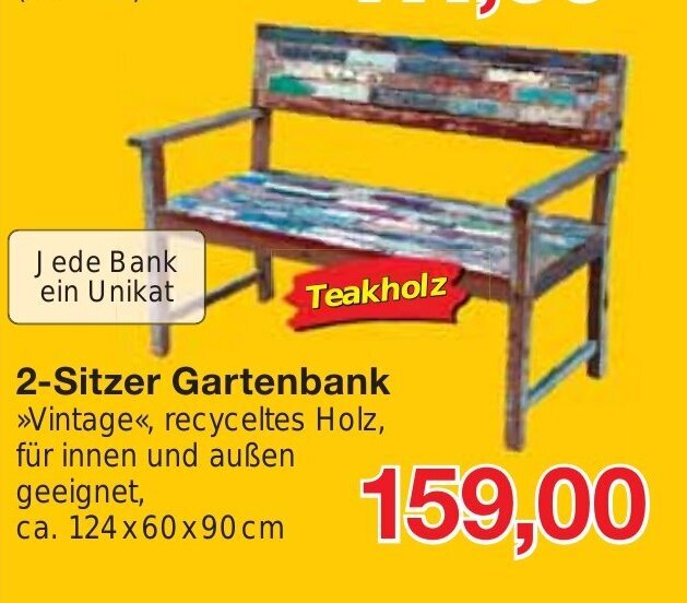 Jawoll 2-Sitzer Gartenbank 124 x 60 x 90cm Angebot