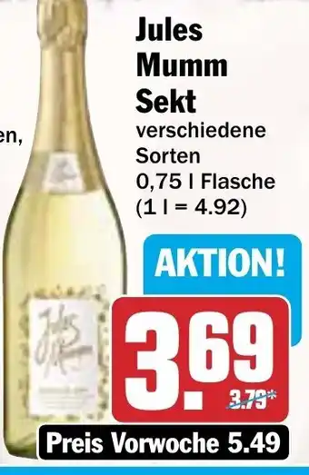 Hit Jules Mumm Sekt 0,75l flasche Angebot