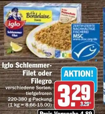 Hit Iglo Schlemmer- Filet oder Filegro 220-380g Angebot