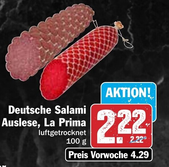 Hit Deutsche Salami Auslese, La Prima 100g Angebot