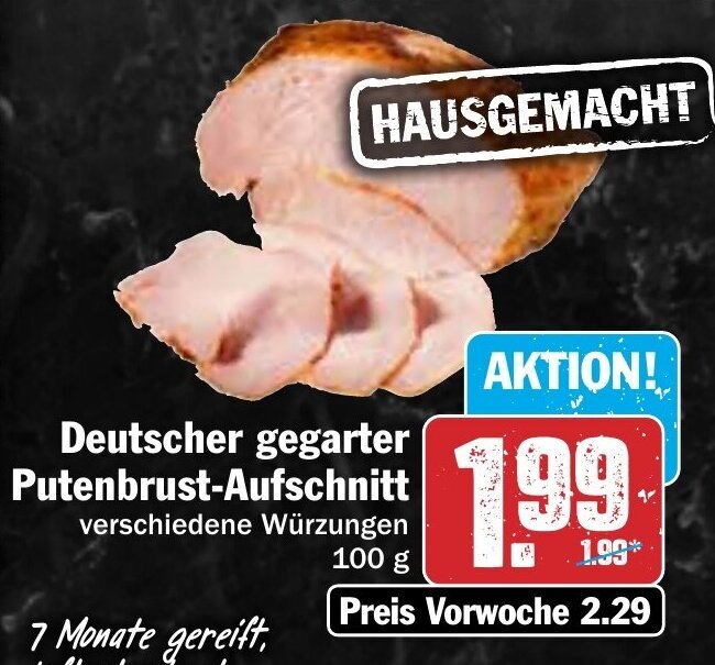 Hit Deutscher gegarter Putenbrust-Aufschnitt 100g Angebot