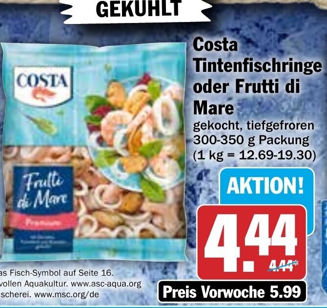 Hit COSTA Tintenfischringe oder Frutti di Mare 300-350g Angebot