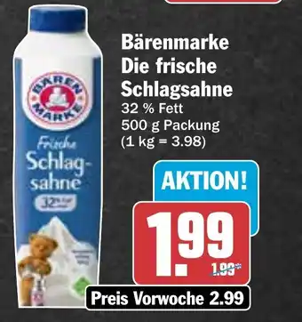 Hit Bärenmarke Die frische Schlagsahne 500g Angebot