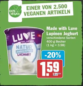 Hit Made with Luve Lupinen Joghurt 400g Becher Angebot