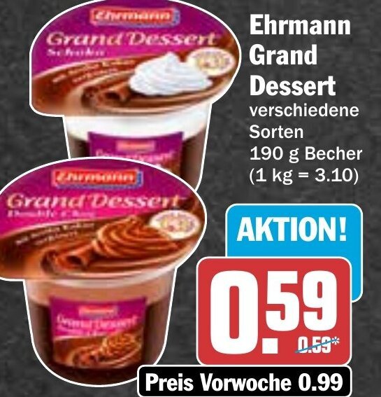 Hit Ehrmann Grand Dessert 190g Angebot