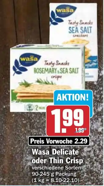 Hit Wasa Delicate oder Thin Crisp 90-245g Angebot