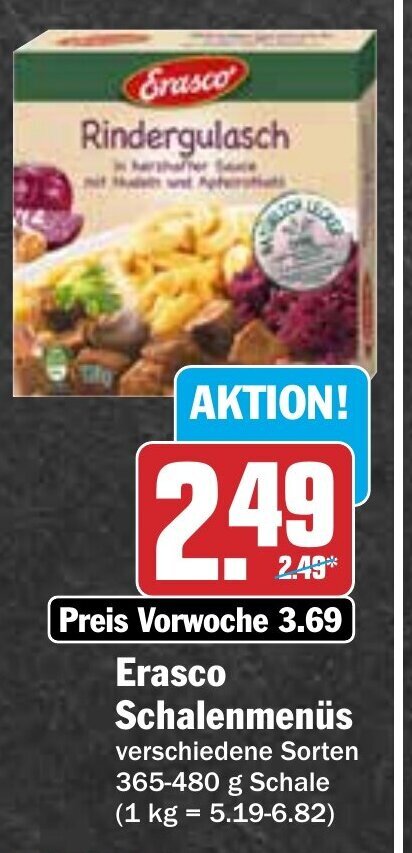 Hit Erasco Schalenmenüs 365-480g schale Angebot