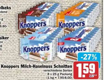 Hit Knoppers Milch-Haselnuss Schnitten 8x25g Angebot