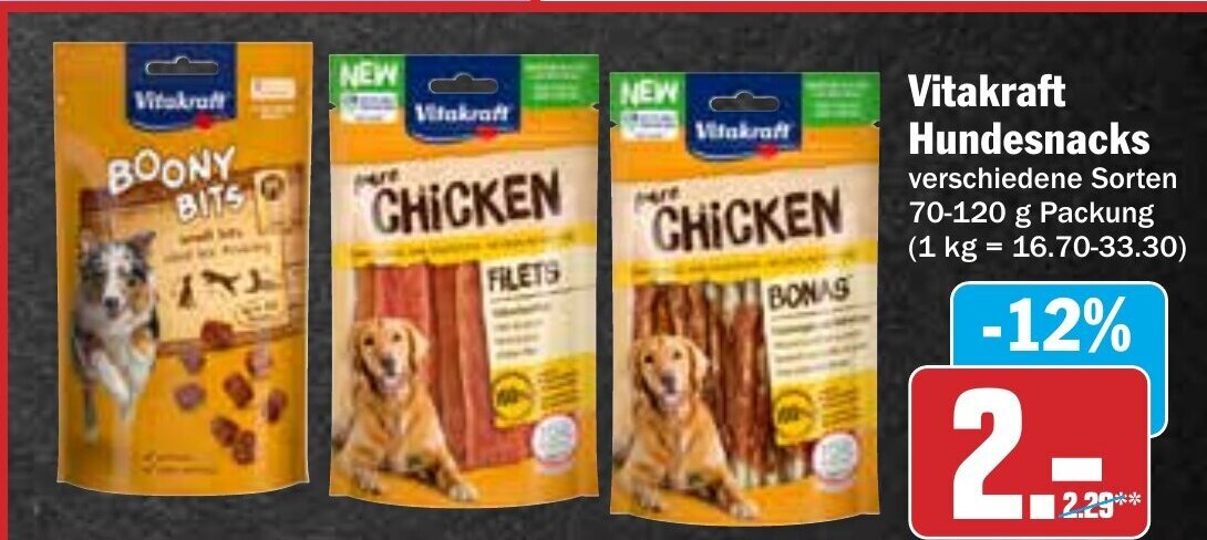 Hit Vitakraft Hundesnacks 70-120g Angebot
