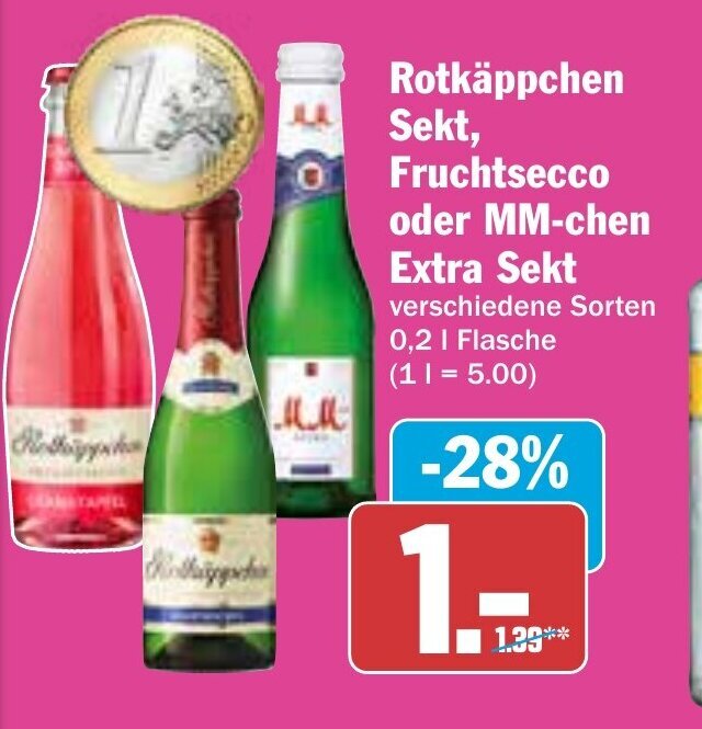 Hit Rotkäppchen Sekt, Fruchtsecco oder MM-chen Extra Sekt 0,2l Angebot