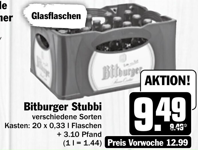 Hit Bitburger Stubbi 20x0,33 l Angebot