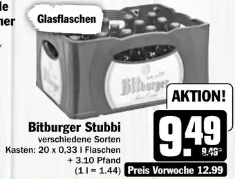 Hit Bitburger Stubbi 20x0,33 l Angebot