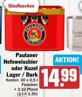 Hit Paulaner Hefeweissbier oder Kozel Lager/Dark 20x0,5l Angebot