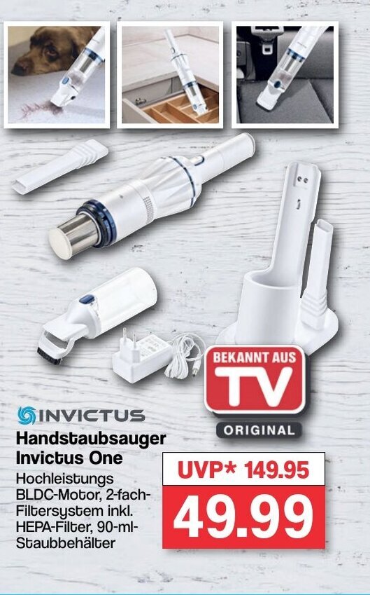 INVICTUS Handstaubsauger Invictus One Hochleistungs BLDC-Motor, 2-fach ...