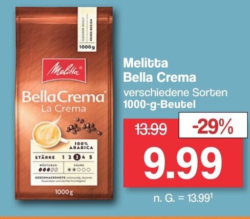 Famila Nord West Melitta Bella Crema 1kg Angebot
