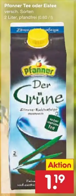 Netto Marken-Discount Pfanner Tee oder Eistee 2 L Angebot