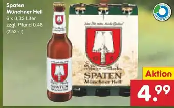 Netto Marken-Discount SPATEN Münchner Hell 6 x 0,33 Liter Angebot