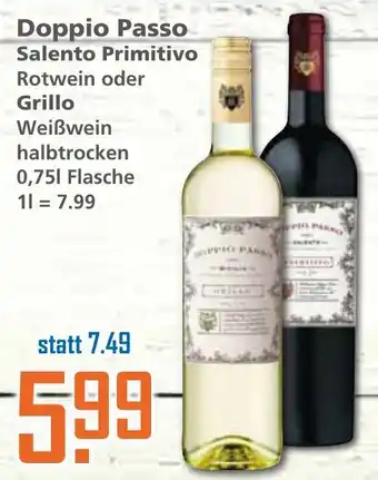 Klaas und Kock Doppio Passo Salento Primitivo Rotwein oder Grillo 0,75L Angebot