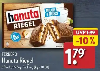 Aldi Nord FERRERO Hanuta Riegel 172,5 g Packung Angebot