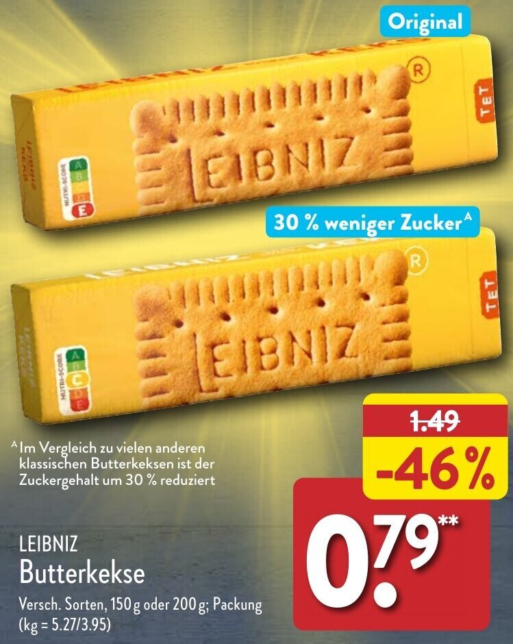 Aldi Nord LEIBNIZ Butterkekse 150 g oder 200 g Angebot