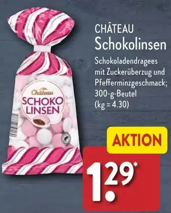 Aldi Nord CHÂTEAU Schokolinsen 300 g Beutel Angebot