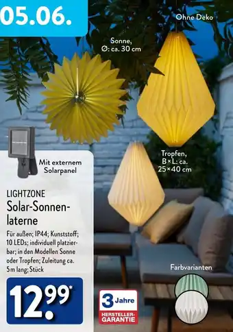 Aldi Nord LIGHTZONE Solar-Sonnenlaterne Angebot