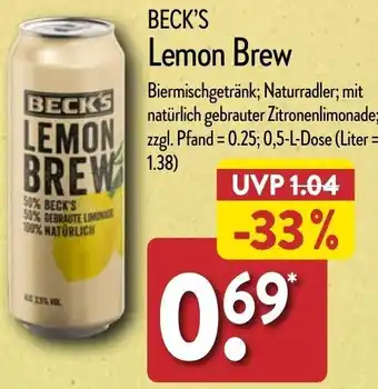 Aldi Nord BECK'S Lemon Brew 0,5 L Dose Angebot