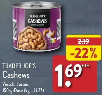 Aldi Nord TRADER JOE'S Cashews 150 g Dose Angebot
